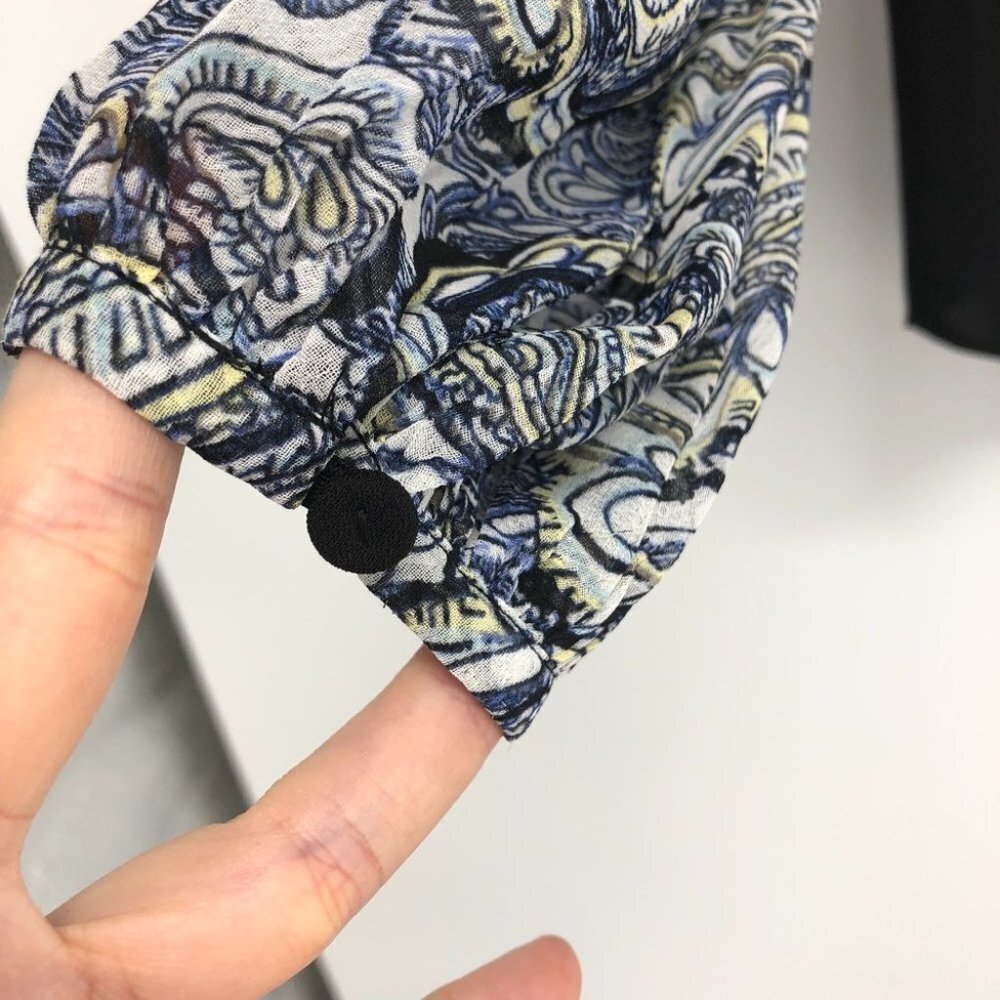 NWT BCBGMAXAZRIA Kathy Abstract paisley print sheer balloon sleeve blouse xxs - Picture 13 of 16